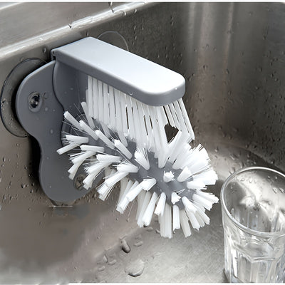 1 Pc 2-in-1 Cup Brush & Glass Cleaner, Manual Wine Glass Suction Cup Brush, Durable PP Material, Kitchen Sink & Bottle Cleaning Tools