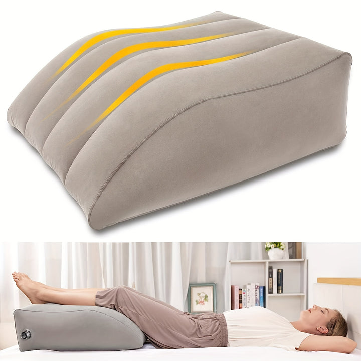 1pc Inflatable Comfort Leg Elevation Pillow - Ergonomic Wedge Design For Enhanced Blood Circulation, Leg Injury Recovery, And Relaxation - Portable With Storage Bag, Versatile, And Compact For Travel, Perfect Christmas, Hallo