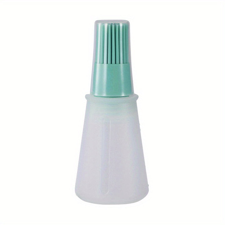 1pc Portable Silicone Oil Bottle With Brush Grill Oil Brushes Pastry Plastic Kitchen Oil Bottle Outdoor Baking BBQ Brush