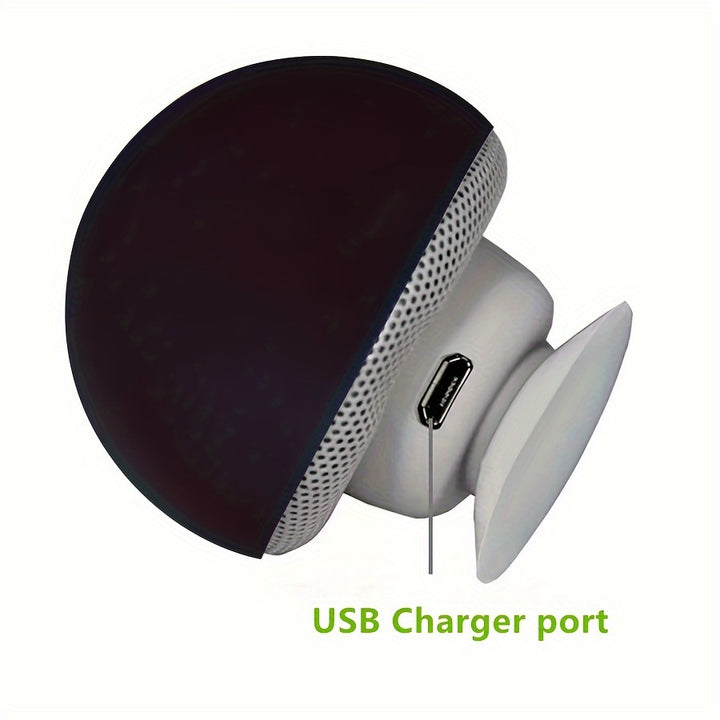 A Mushroom Portable Wireless Speaker with Suction Cup Holder, Stereo Sound Effects, Button Control, USB Rechargeable, 200Mah Battery, Wireless Compact Subwoofer for Smartphones/ Tablets, Perfect for Travel And Outdoor Use