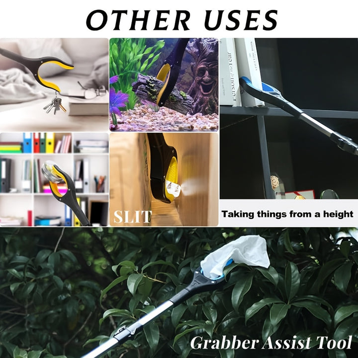 Extra Long 43" Grabber Tool with Magnetic Tip, Foldable Reacher Claw for Trash Pickup, Lightweight Aluminum Arm Extension, Multi-Angle Gripping, Non-Electric Litter Picker for Elderly - Ideal for Bedroom, Toilet, Kitchen, Pat