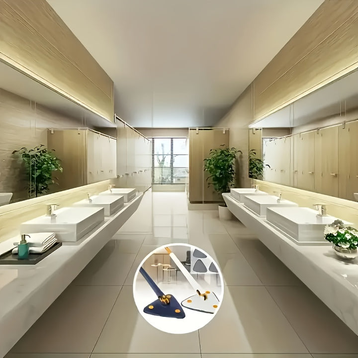 [360° Rotating Cleaning Mop] 1Set Triangle 360° Rotating Cleaning Mop - Hands-Free, Dual-Use, Stainless Steel/Plastic - Ideal for Kitchen, Bathroom, Living Room