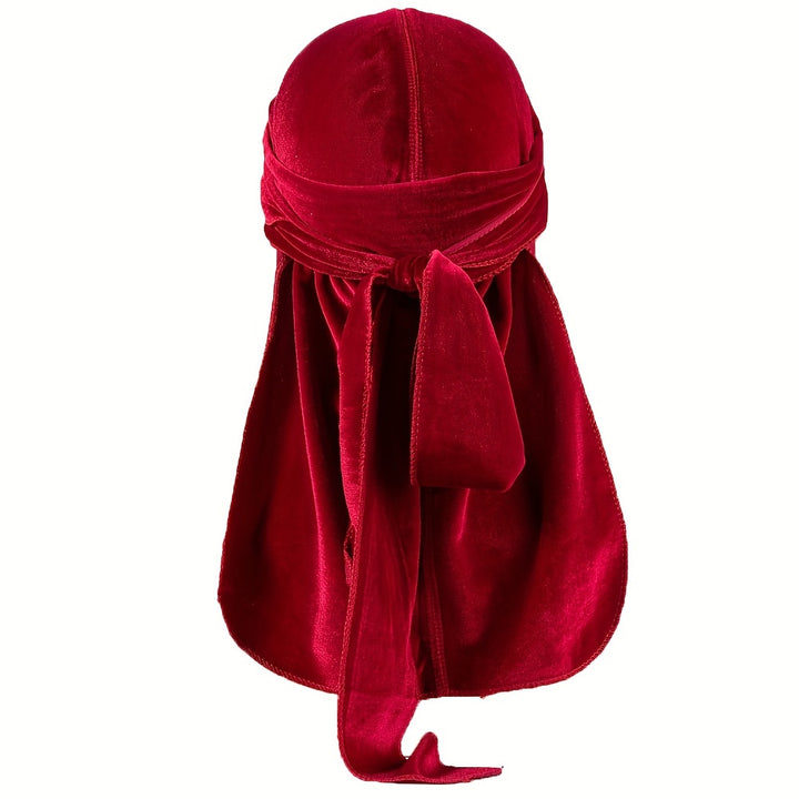 Durags en velours pour hommes - Longue queue, brillant, bonnet pour cheveux stylés