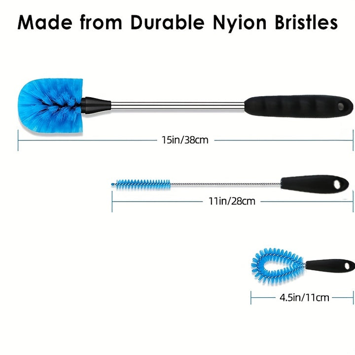 3-in-1 Ultimate Water Bottle Cleaning Brush Set for Narrow Neck Bottles, Sport Bottles, Coffee Mugs, Tumblers, and Flasks