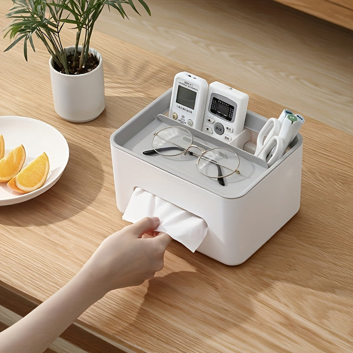 1pc Multifunctional Desktop Storage Box, Tissue Box, Drawer Paper Box, Remote Control Sundries Storage Rack Desk Storage Organization