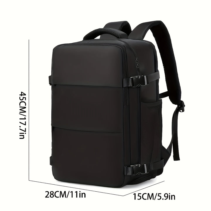 Stylish Travel Backpack with Shoe Compartment - Lightweight Polyester Laptop Bag for Women, Available in Pink or Black