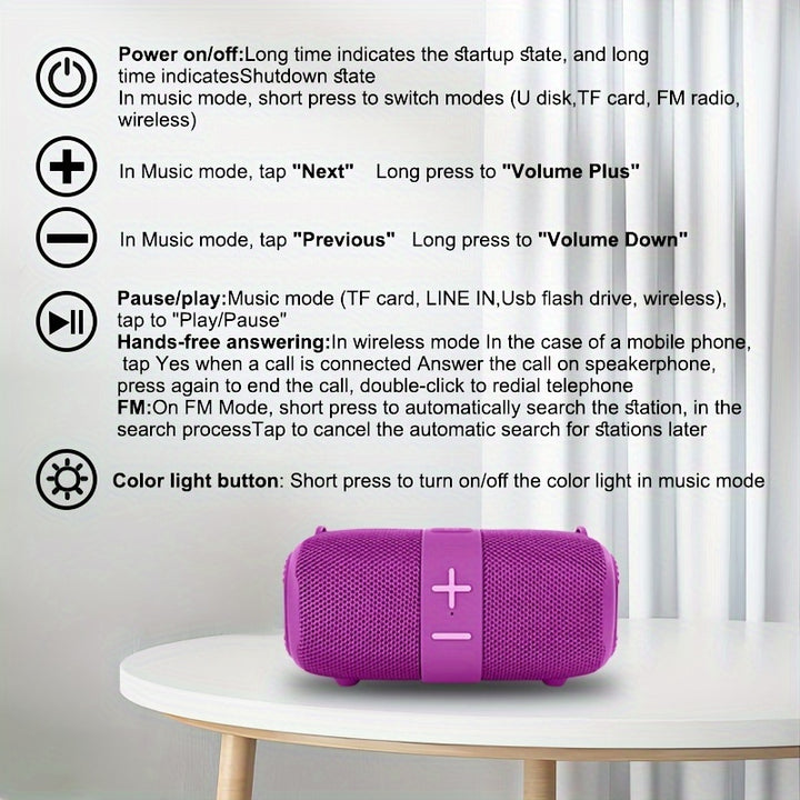 TG667 Portable Crossbody Speaker - IPX4 Waterproof, Wireless Wireless Connectivity, USB/TF/FM Radio Support, 10m Range, Cute Vertical Design, Audio, Music Player, Connect to Mobile Phone/Tablet/TV