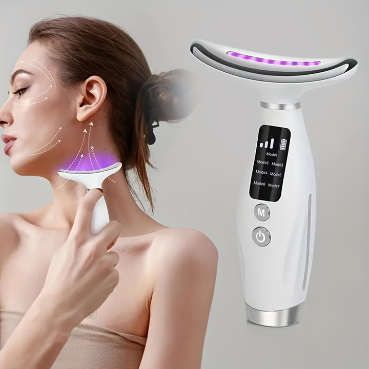 Facial And Neck Massager, 7 Modes, Rechargeable USB, Face Massage Care Tool, Perfect Gifts For Women