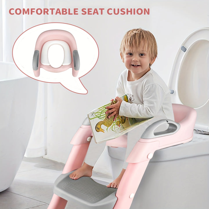 Children'S Toilet Ladder, Portable Toddler Toilet Seat, Seat With Step Stool Ladder & Soft Cushioned Seat, Collapsible Toilet Auxiliary Toilet Ladder