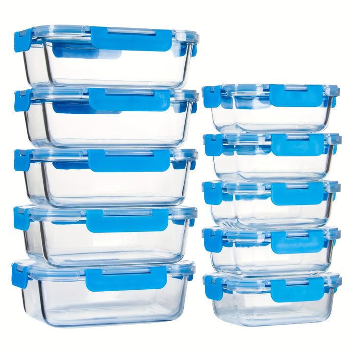 2/10 Stück Glas-Mahlzeitvorbereitungsbehälter Set, Lebensmittelaufbewahrungsbehälter mit luftdichten Deckeln, Glas-Lunchboxen für Zuhause, Küche, Büro-Lunch