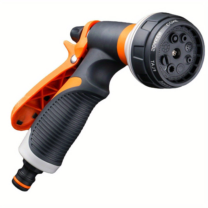 High-Pressure Garden Spray Gun for Outdoor Watering - Adjustable Nozzle, Lightweight Plastic Design, Thread Standard, Orange & Black Handles for Easy Grip