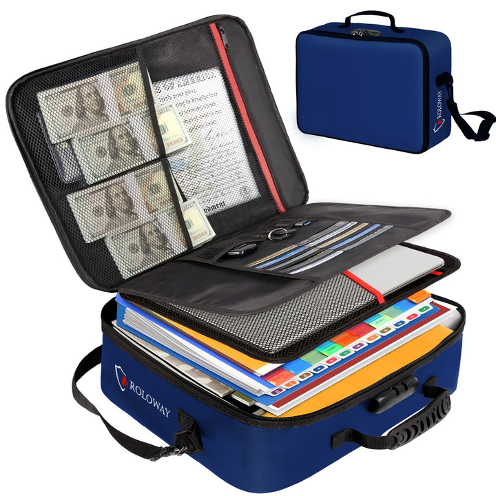 1 Pc Fireproof Document Bag With Lock & Reflective Strip (17 X 11.8 X 5 Inch), Important Document Storage Bag With Multi-Layer File Organizers Valentine's Day