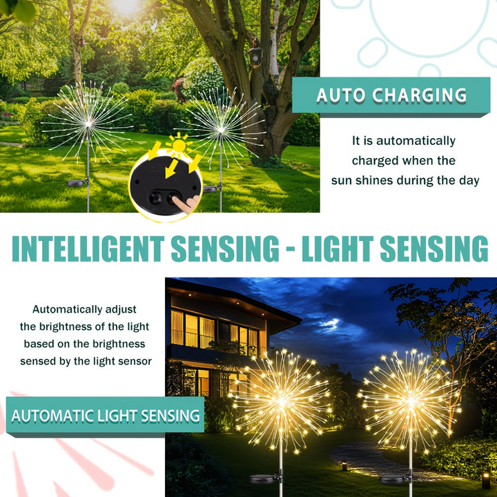 8 Modes Solar LED Smart Outdoor Lighting, Solar Holiday Decorative Lights for Patios, Gardens, Pathways & Villas