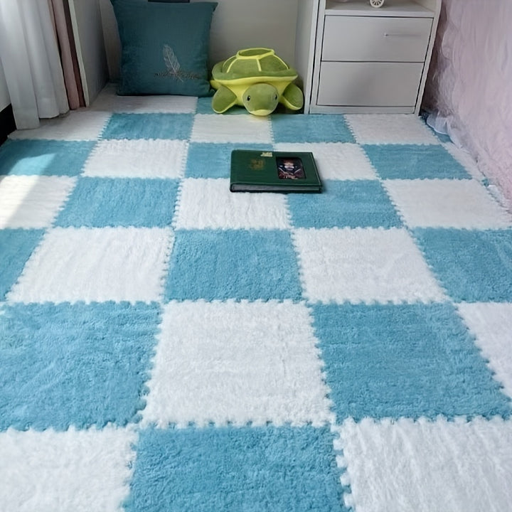 [40 piezas de Alfombra Moderna de Felpa Engrosada] 40 piezas de Alfombra de Parcheo Moderna de Felpa Engrosada para Dormitorio, Sala de Estar, Cuarto de Abrigos, Renovación de Casa de Alquiler, Adecuada para Todas las Estaciones