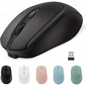 Souris sans fil, souris de bureau, souris rechargeable, souris à double mode (2.4G+BT), souris portable silencieuse, adaptée aux ordinateurs portables / ordinateurs de bureau / tablettes