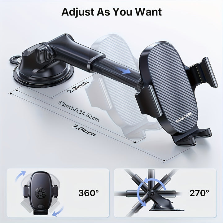 [3-in-1 Phone Holder] 3-in-1 Car Phone Holder Mount, Universal Cell Phone Holders for Your Car Dashboard Air Vent, Adjustable Car Phone Holders Fit for All Phones, By Miracase