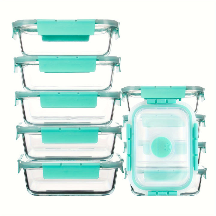 2/10pcs Glass Meal Prep Containers Set, Food Storage Containers with Airtight Lids, Glass Lunch Boxes for Home Kitchen Office Lunch