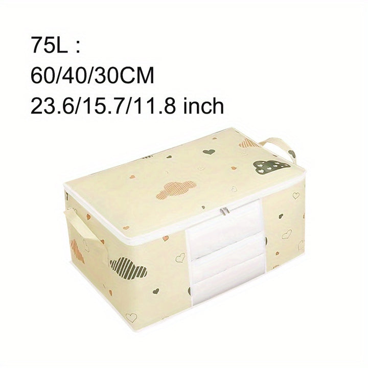 [Large Storage Bag] Large Capacity Clothes Storage Bag | Reinforced Handle, Thick Fabric, Suitable for Quilts, Blankets, Bedding, Foldable with Sturdy Zipper, Transparent Window