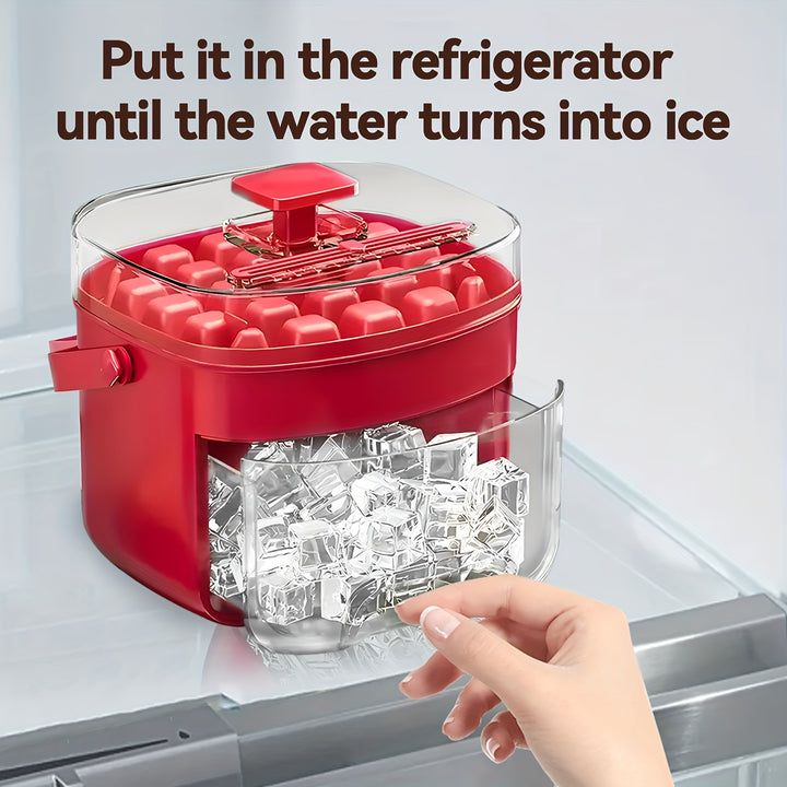 48 Extra-Large Ice Maker - Double Layer, Food Grade Plastic Storage Tray - Portable Design For Beverages, Tea & Coffee, Essential Kitchen Gadget.