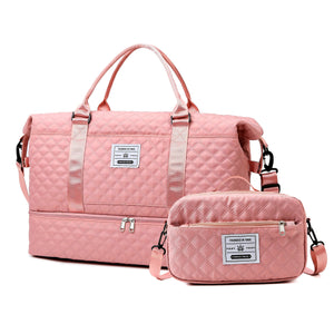 Large Capacity Water-Resistant Travel Duffle Bag - Fashionable Polyester Gym Yoga Tote with Adjustable Strap, Zipper Closure, Polyester Lining - Hand Washable