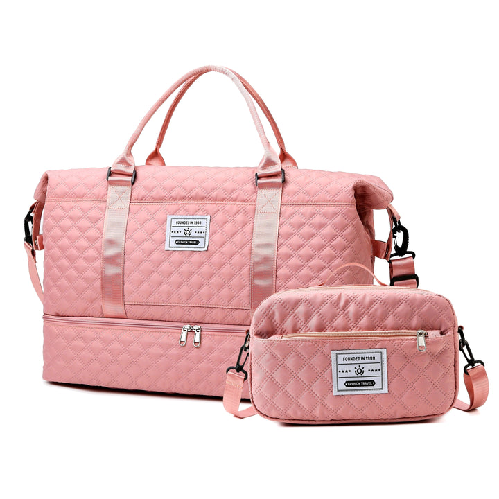 Large Capacity Water-Resistant Travel Duffle Bag - Fashionable Polyester Gym Yoga Tote with Adjustable Strap, Zipper Closure, Polyester Lining - Hand Washable