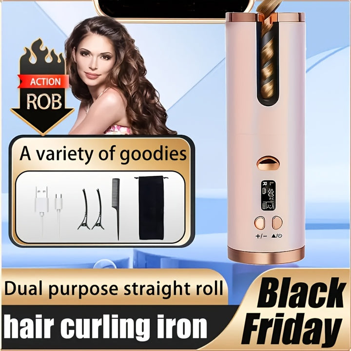 1pc Automatic Curler for Wonderful Locks - Fast Charging USB, Ceramic, 5 Heat Settings No Tangles - Very Suitable for Styling and Special Occasions, Including Elegant Gift Boxes