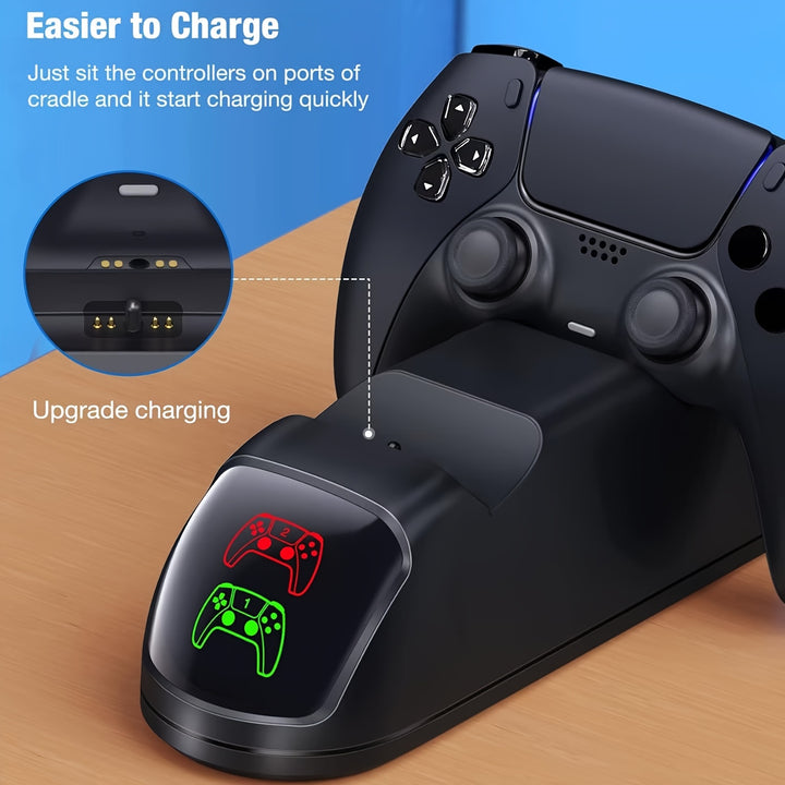 Station de Charge Pour Manette PS5, Station de Charge Dualsense Pour Manette PS5/PS5 Slim/PS5 Pro, Accessoire Chargeur Double Avec Câble de Charge Rapide. Cadeau de Noël