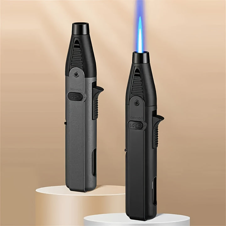 1pc Briquet Torche Flamme Bleue, Briquet Gaz Liquide ABS Haute Température 1800°C avec Verrou de Sécurité, Flamme Jet Butane Résistante au Vent Rechargeable pour Bougies, BBQ, Cuisinière, Camping - Idéal pour la Saint-Valentin, Noël, Halloween, Nouvel An
