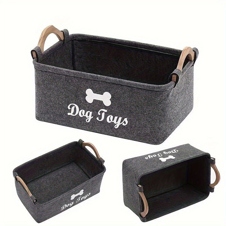 Great for Organizing Felt Pet Toy Storage Box, Dog Toy Box Storage Basket - Dog Toys, Blankets, Leashes, Food, Puppy Clothing Item Storage, Dog Supplies