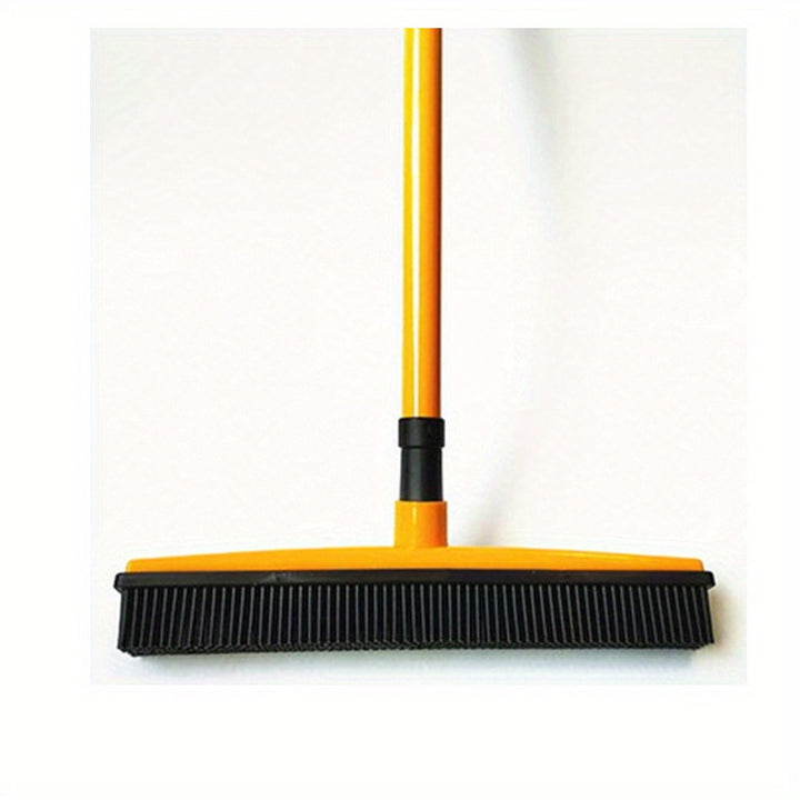 [Long Handle Pet Hair Remover] Pet Hair Remover Rubber Broom With Squeegee - Carpet Rake For Floor Cleaning - Long Handle Push Sweeper - Ideal For Collecting Pet Hair And Debris