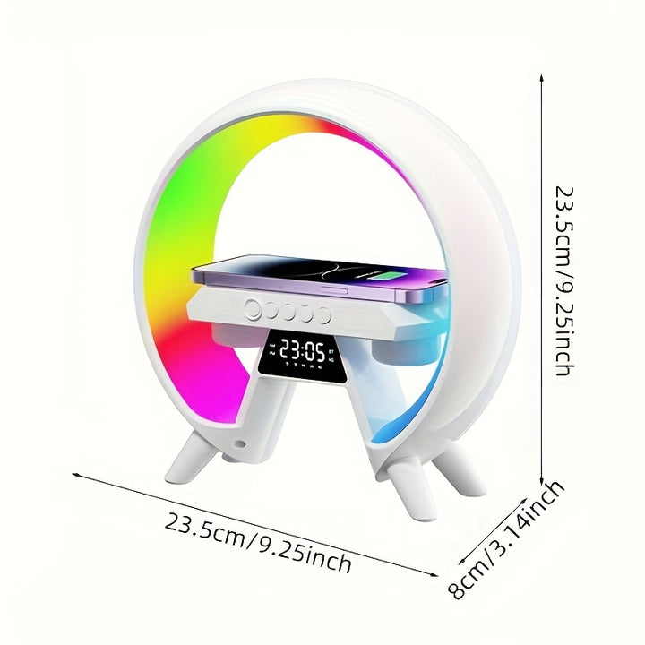 Portable Wireless Wireless Speaker with RGB Ambient Lighting, Alarm Clock & USB/Battery Power - White