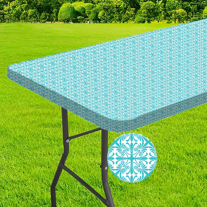 Washable 6ft Outdoor Table Cover with Elastic Edges - Perfect for Camping, Picnics, and Garden Parties - Durable Polyester, Navy Blue