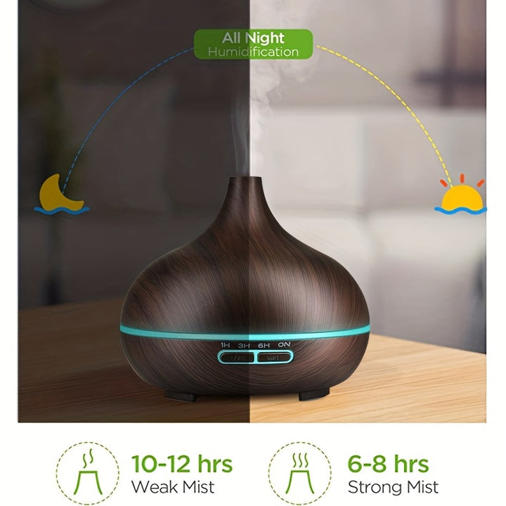 1pc 550ml Essential Oil Diffuser, Remote Control Diffusers For Essential Oils, Electric Ultrasonic Air Humidifier, Aromatherapy Diffuser With Waterless Auto-Off