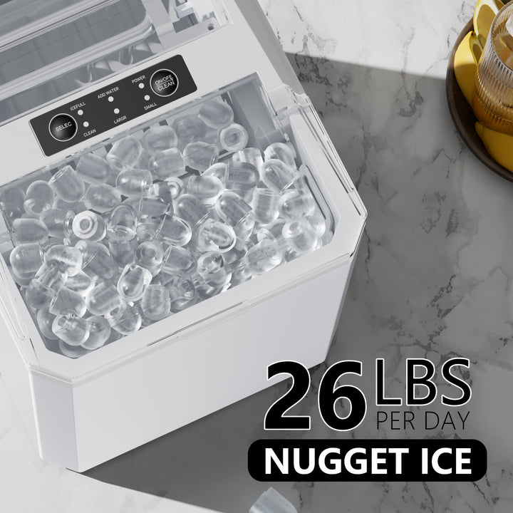 Upgraded Countertop Ice Maker with Free Ice Shovel, 9 Cubes in 6 Mins, Portable Self-Cleaning Ice Machine, 2 Sizes of Bullet Ice, Ice Scoop, Basket and Handle Included, Ice Cube Maker for Home Kitchen Party Camping