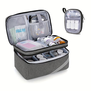 Borsa Organizer per Medicinali in Poliestere Portatile, Pochette Vuota per Fiale di Pillole per Casa, Ufficio, Scuola, Viaggi all'Aperto - Resistente e Compatta