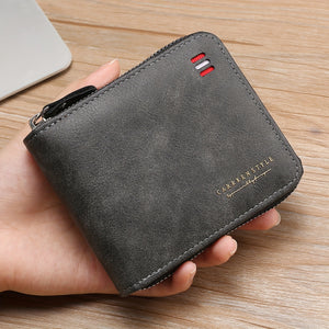 Men's Zipper Short Wallet, Multi-card Card Holder, PU Leather Bifold Wallet Money Clip With Coin Pocket, Gift For Men