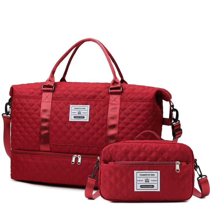 Large Capacity Water-Resistant Travel Duffle Bag - Fashionable Polyester Gym Yoga Tote with Adjustable Strap, Zipper Closure, Polyester Lining - Hand Washable