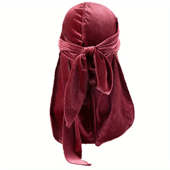 Durags en velours pour hommes - Longue queue, brillant, bonnet pour cheveux stylés