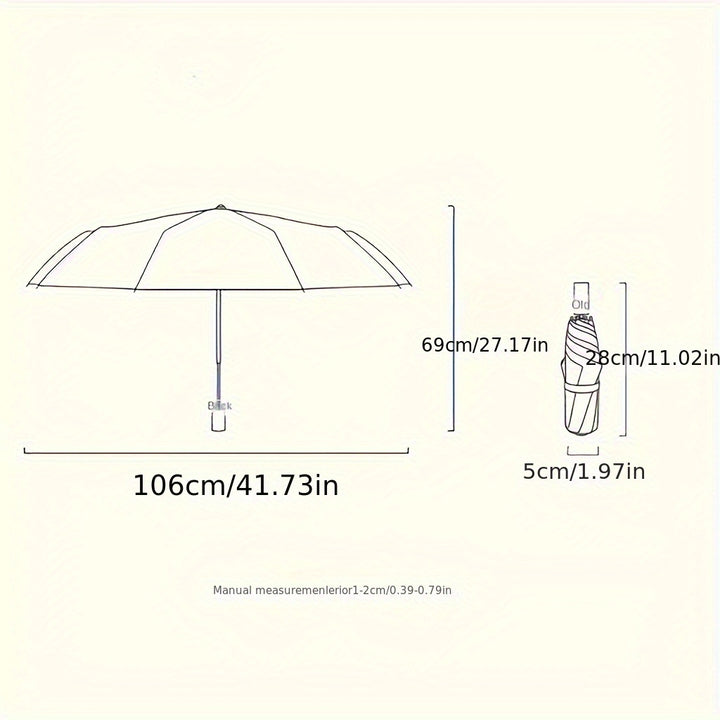 12 Ribs Extra Large Windproof Waterproof Folding Umbrella for Rainy and Sunny Day Travel