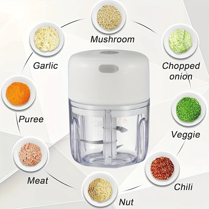 100/250mL USB Rechargeable Electric Garlic Chopper - Strong &Durable Grinder For Chilli, Ginger & Vegetables!
