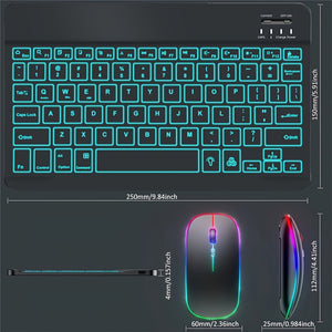 Ultra-Slim RGB Wireless Keyboard & Mouse Set - Portable, Rechargeable Wireless Combo for iPad, for iPhone, for SamSung Tablets, for Android Smartphones & Windows Devices