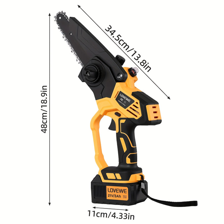 Mini Chainsaw Cordless, 6 Inch Handheld Electric Chain Saw with 3.0Ah Battery, 23ft/S Speed-Automatic Chain Tensioning & Auto Oiler for Tree Branches, Courtyard, Household, Garden, Ideal Gift for Men, Husband, Dad