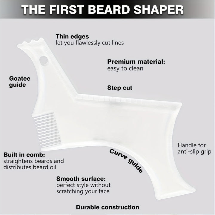 Perfect Line Up & Edging Beard Shaping & Styling Tool with Comb - Works with Electric Trimmers & Clippers for Men's Jaw, Cheek & Neckline