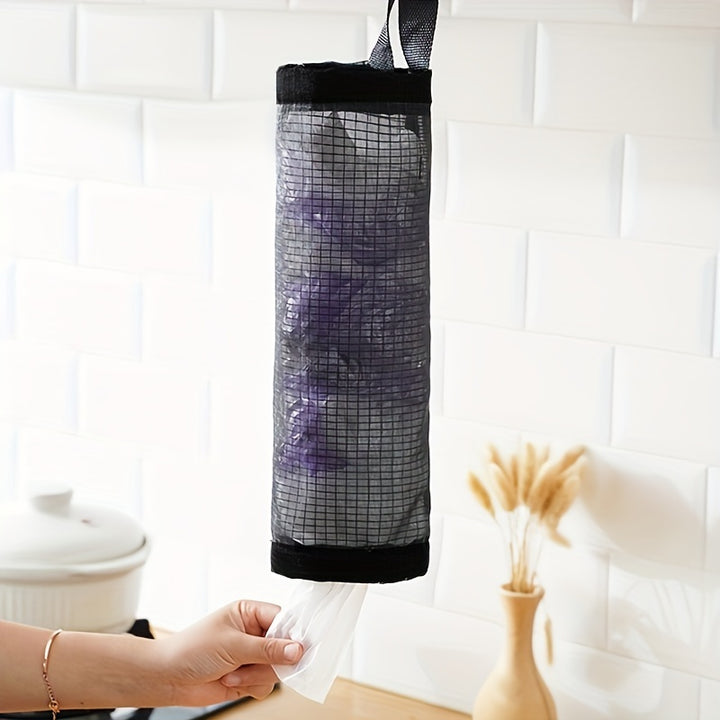 Plastic Bag Organizer 1pc Plastic Bag Holder, Mesh Hanging Storage Distributor, Foldable, Breathable, Washable Hanging Mesh Garbage Bag Organizer, Suitable for Kitchen Plastic Bag Storage