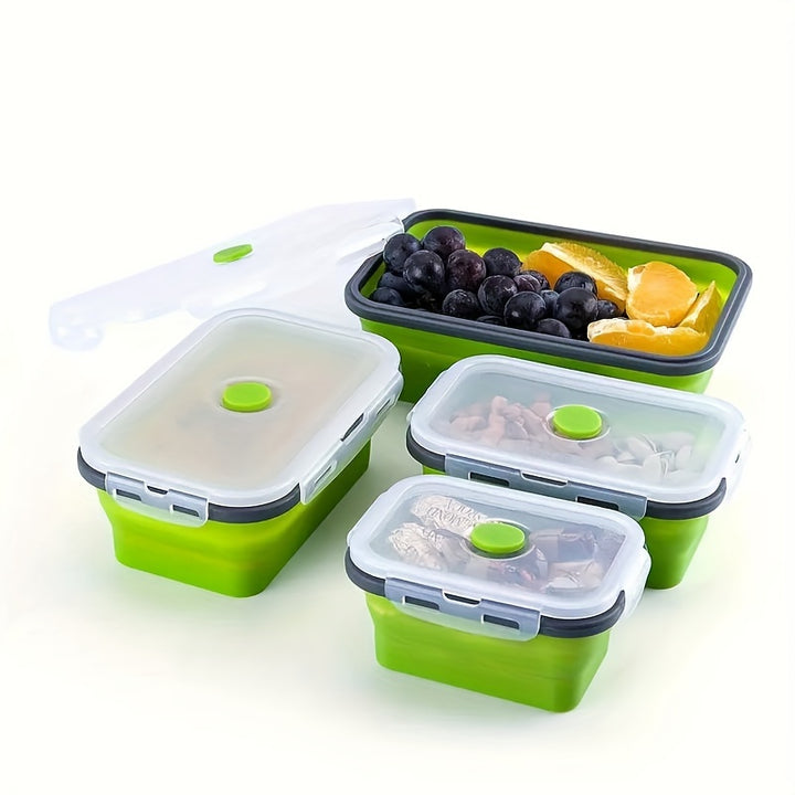 Microwaveable BPA Free Collapsible Silicone Food Storage Container - Stackable Space Saving | Freezer, Dishwasher Safe | Collapsible Leftover or Meal Prep Lunch Box Containers