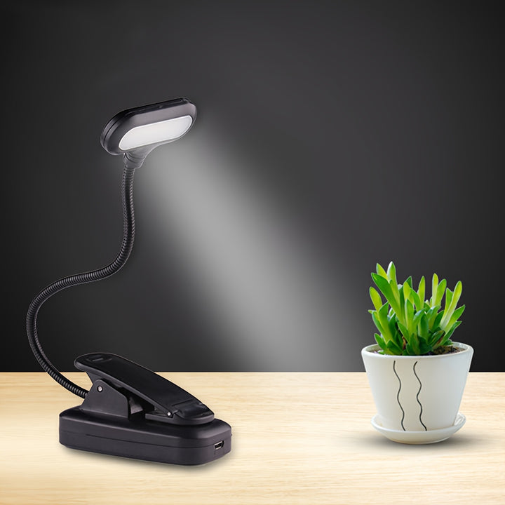 1pc Clip On Book Light, Battery Powered Flexible Hose Table Lamp, Desktop Small Reading Lamp, Portable Small Night Light For Room Decor