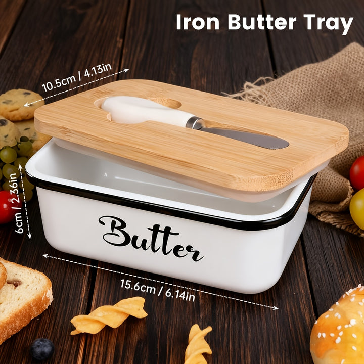 1 Pc Luxury Large Butter Dish with Lid - Ceramic Countertop Keeper with Knife Sealing and Design - Perfect Kitchen