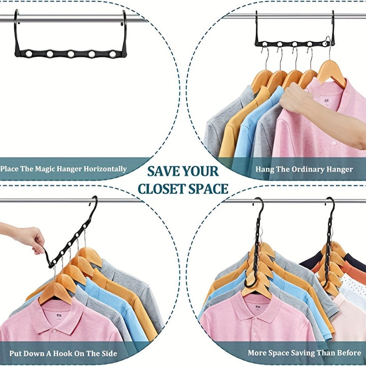 6 Pack Magic Hangers - Ultra-Durable Closet Space Saver - Effortlessly Organize Heavy Clothes with Multi-Functional Sturdy Plastic Hangers - Maximize Storage, Ideal for Coats & Dresses