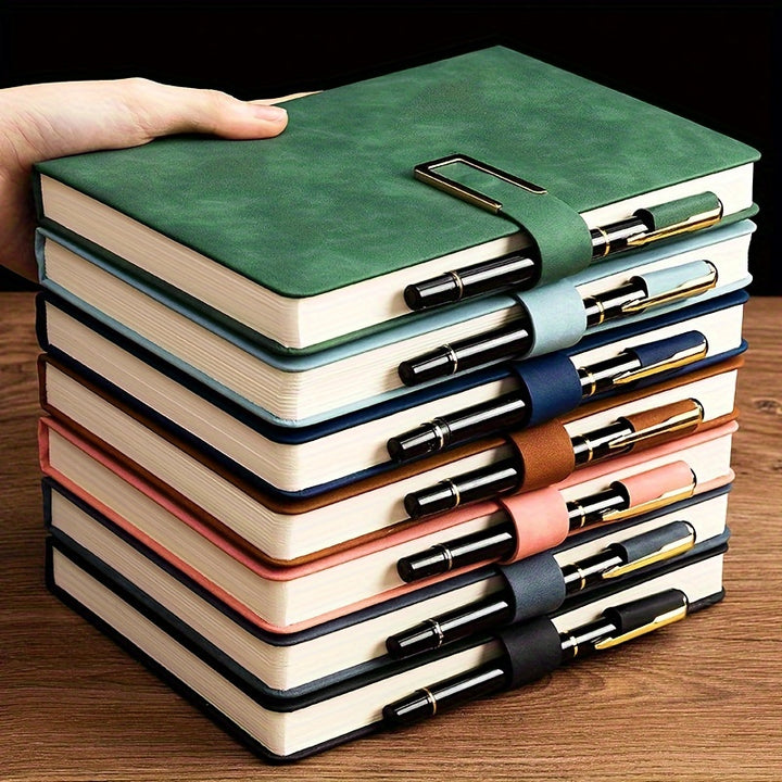 A5 Leatherbound Notebook with Personalized Soft Cover - Vintage Style for Business Meetings and University Life with Bookmark