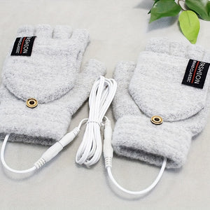 [Heated Fingerless] USB Heating Gloves | Knitted Fingerless | Washable Design | Winter Hand Warmth | Laptop Gloves